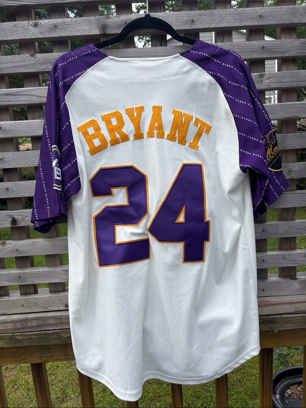 White and Purple Bryant #24 Baseball-Style Jersey